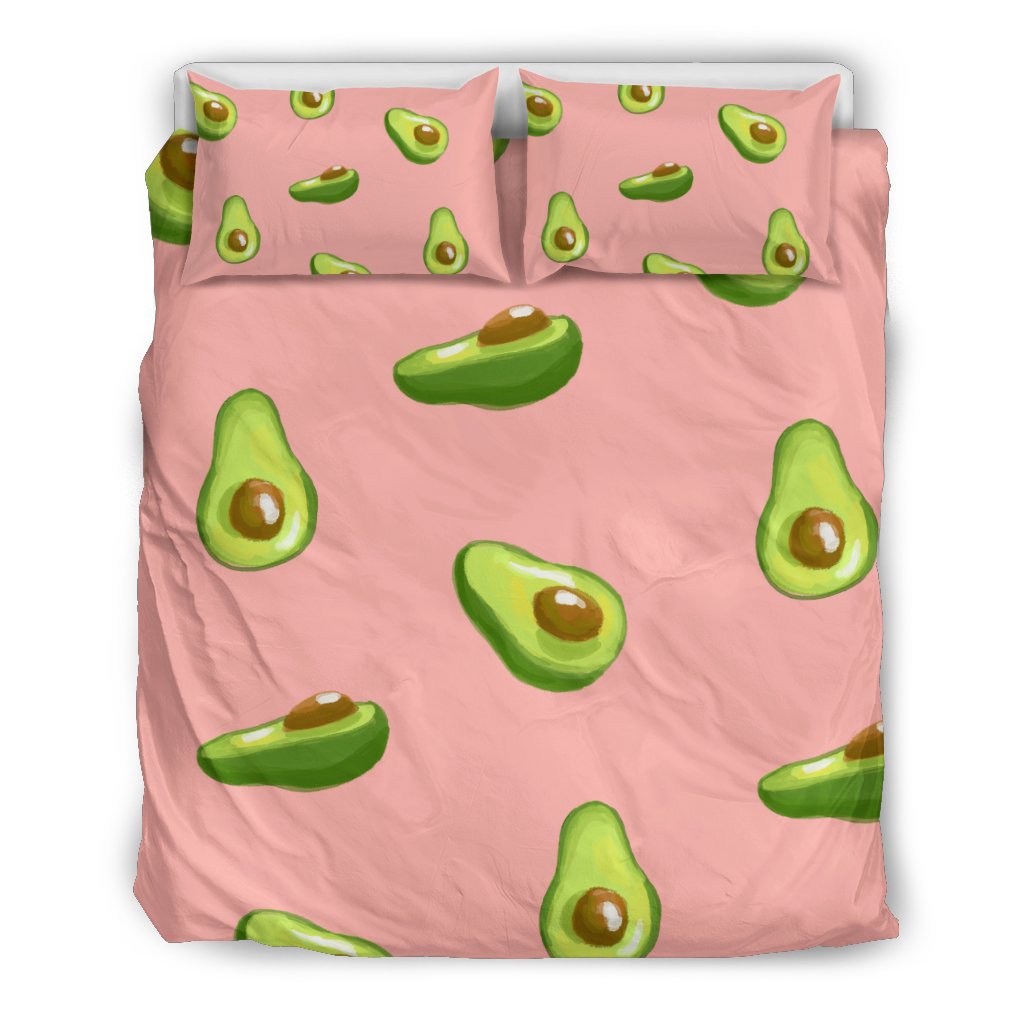 Avocado Pink Pattern Print Duvet Cover Bedding Set-grizzshop