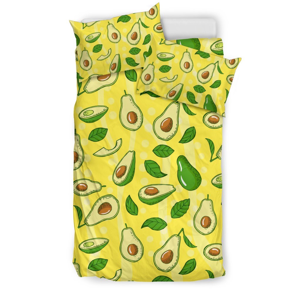 Avocado Yellow Pattern Print Duvet Cover Bedding Set-grizzshop