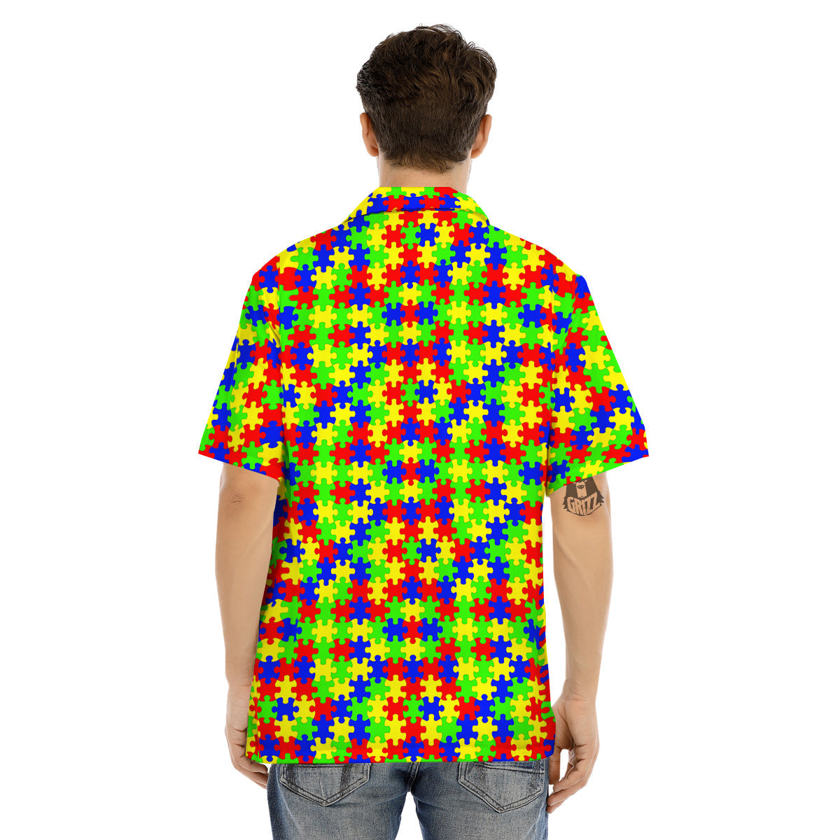 Awareness Jigsaw Colorful Autism Print Men's Hawaiian Shirt-grizzshop