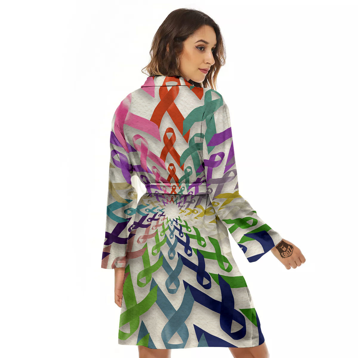 Awareness Mandala Cancer Print Women's Robe-grizzshop