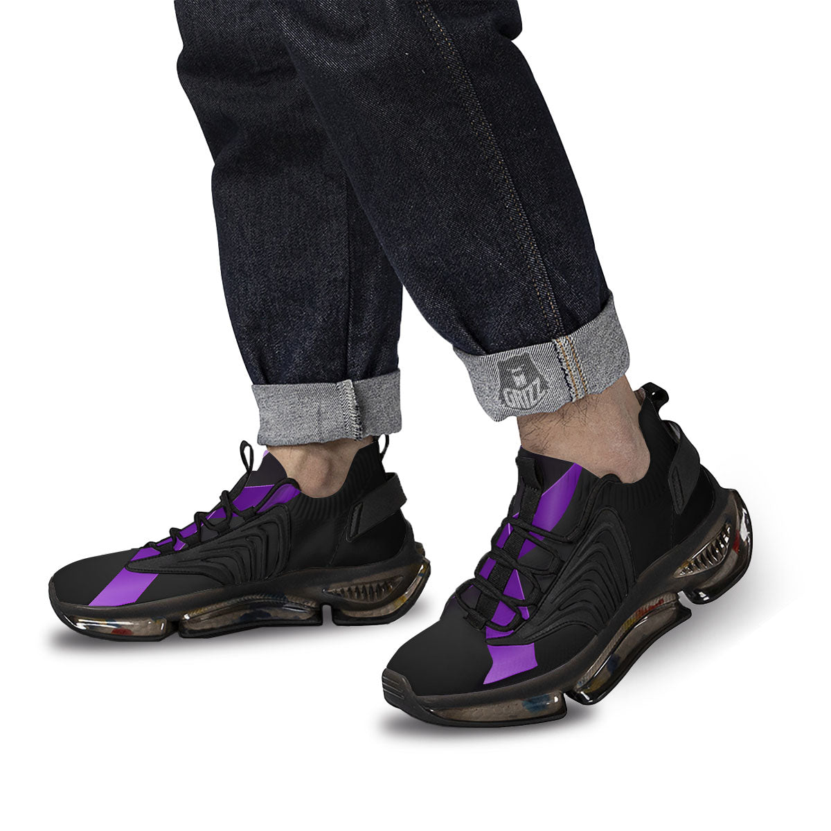Awareness Ribbon Purple Cancer Print Black Gym Shoes-grizzshop
