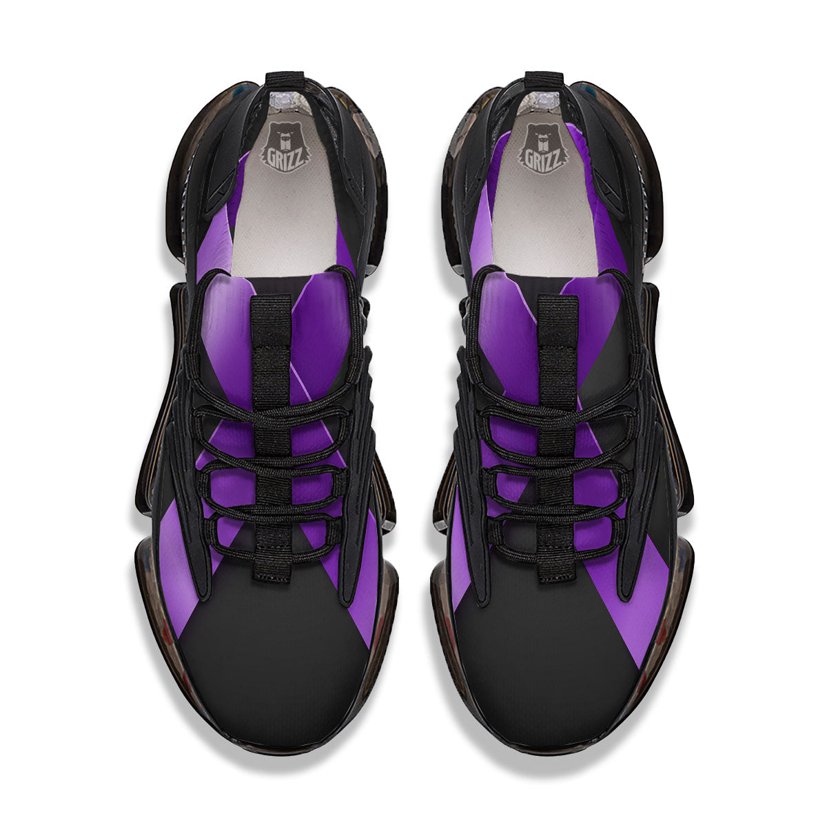Awareness Ribbon Purple Cancer Print Black Gym Shoes-grizzshop