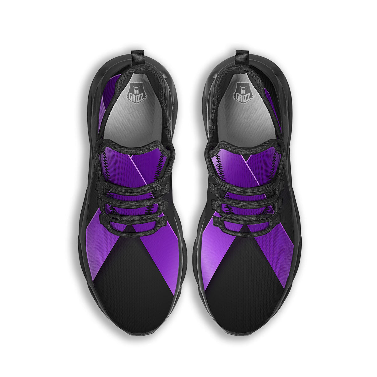 Awareness Ribbon Purple Cancer Print Black Running Shoes-grizzshop