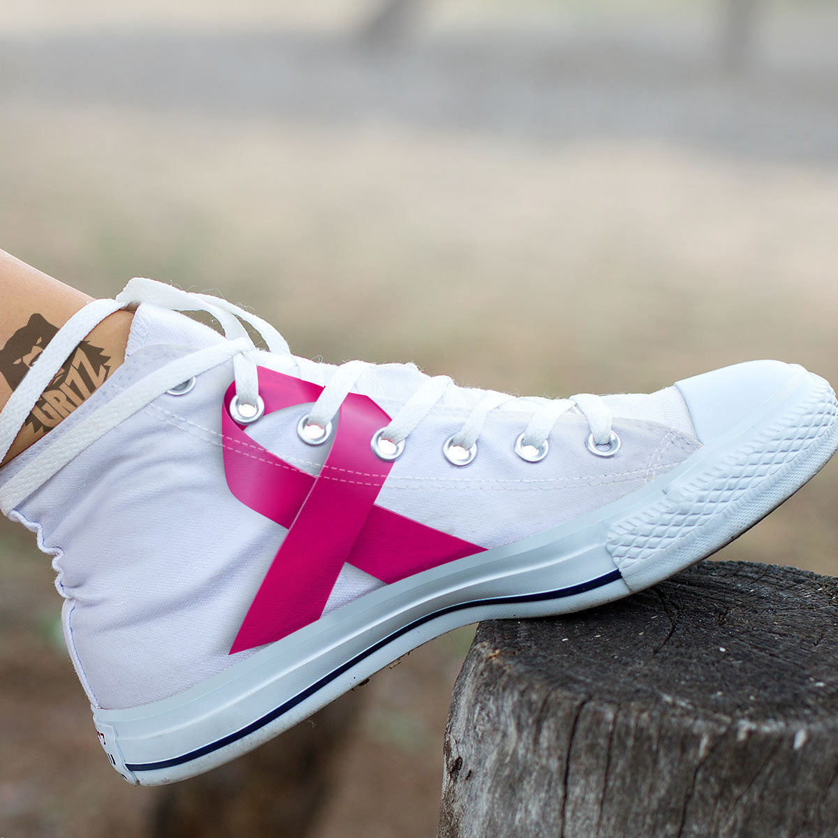 Awareness Ribbons Cancer Print White High Top Shoes-grizzshop