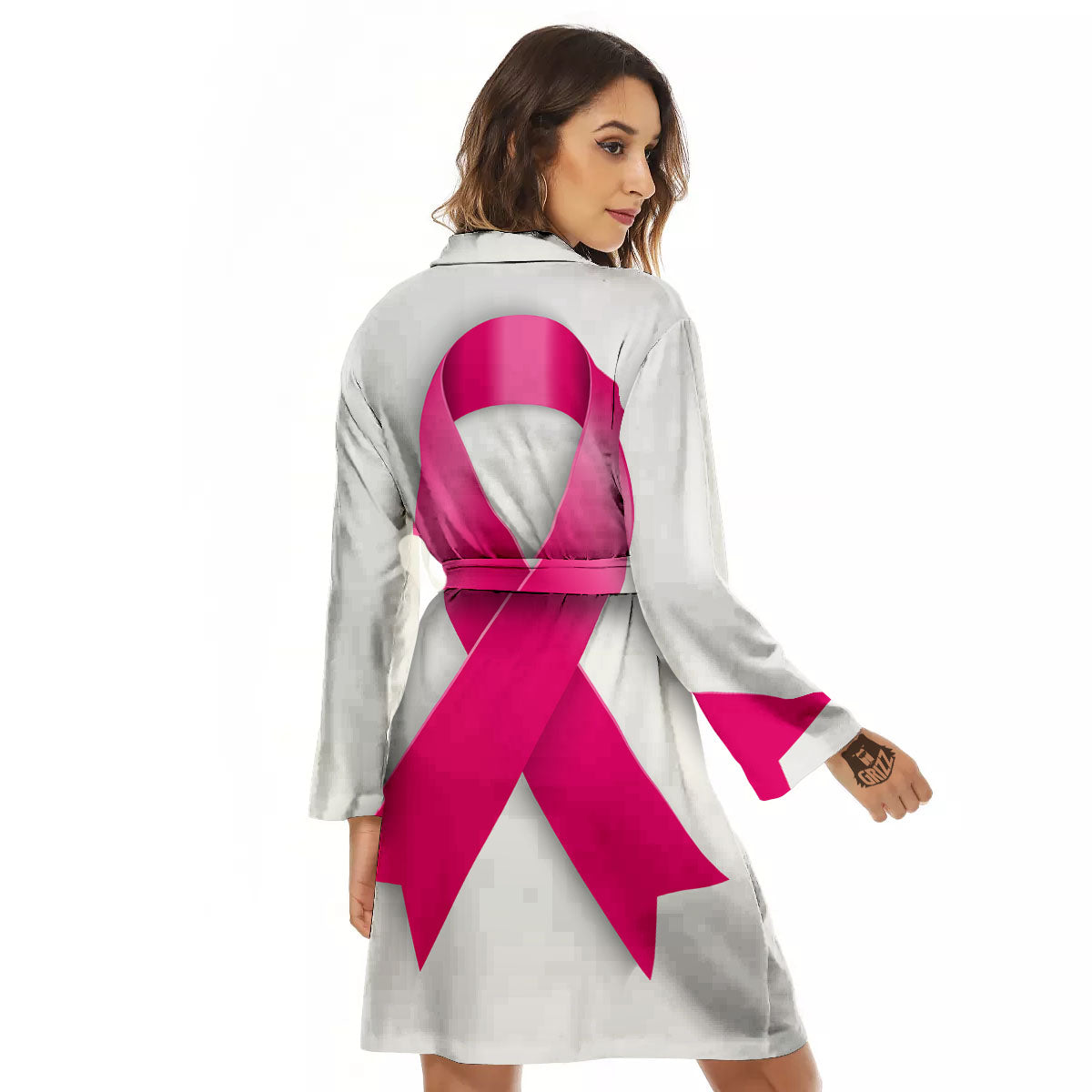 Awareness Ribbons Cancer Print Women's Robe-grizzshop
