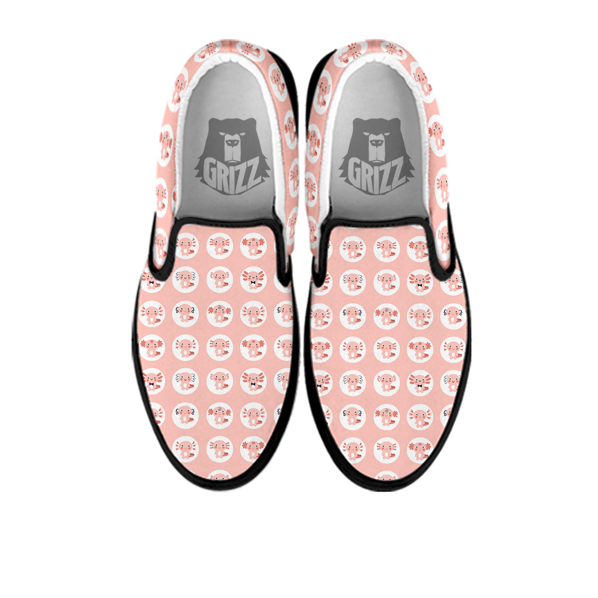 Axolotl Baby Print Pattern Black Slip On Shoes-grizzshop