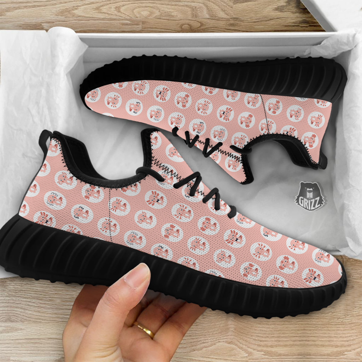 Axolotl Baby Print Pattern Black Walking Shoes-grizzshop