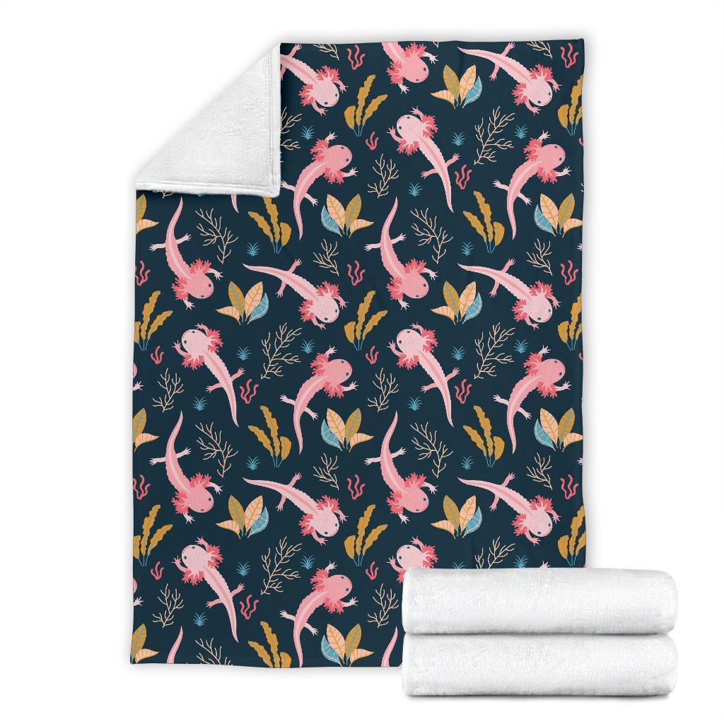 Axolotl Black Pattern Print Blanket-grizzshop
