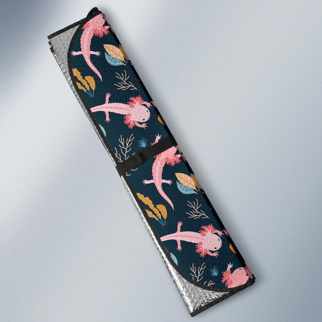 Axolotl Black Pattern Print Car Sun Shade-grizzshop