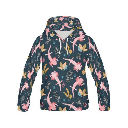 Axolotl Black Pattern Print Men Pullover Hoodie-grizzshop