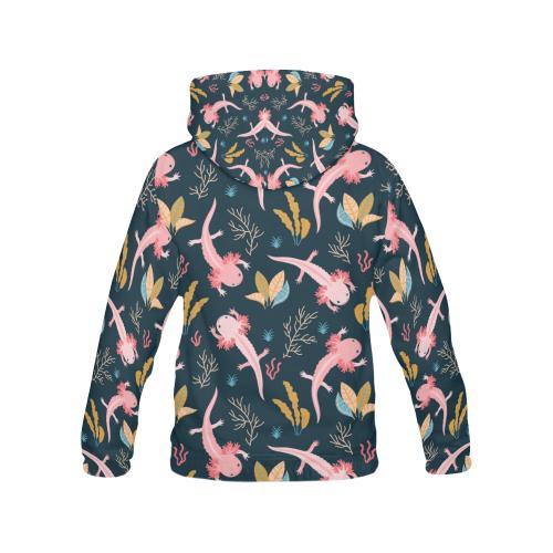 Axolotl Black Pattern Print Men Pullover Hoodie-grizzshop