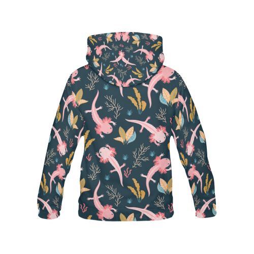 Axolotl Black Pattern Print Women Pullover Hoodie-grizzshop