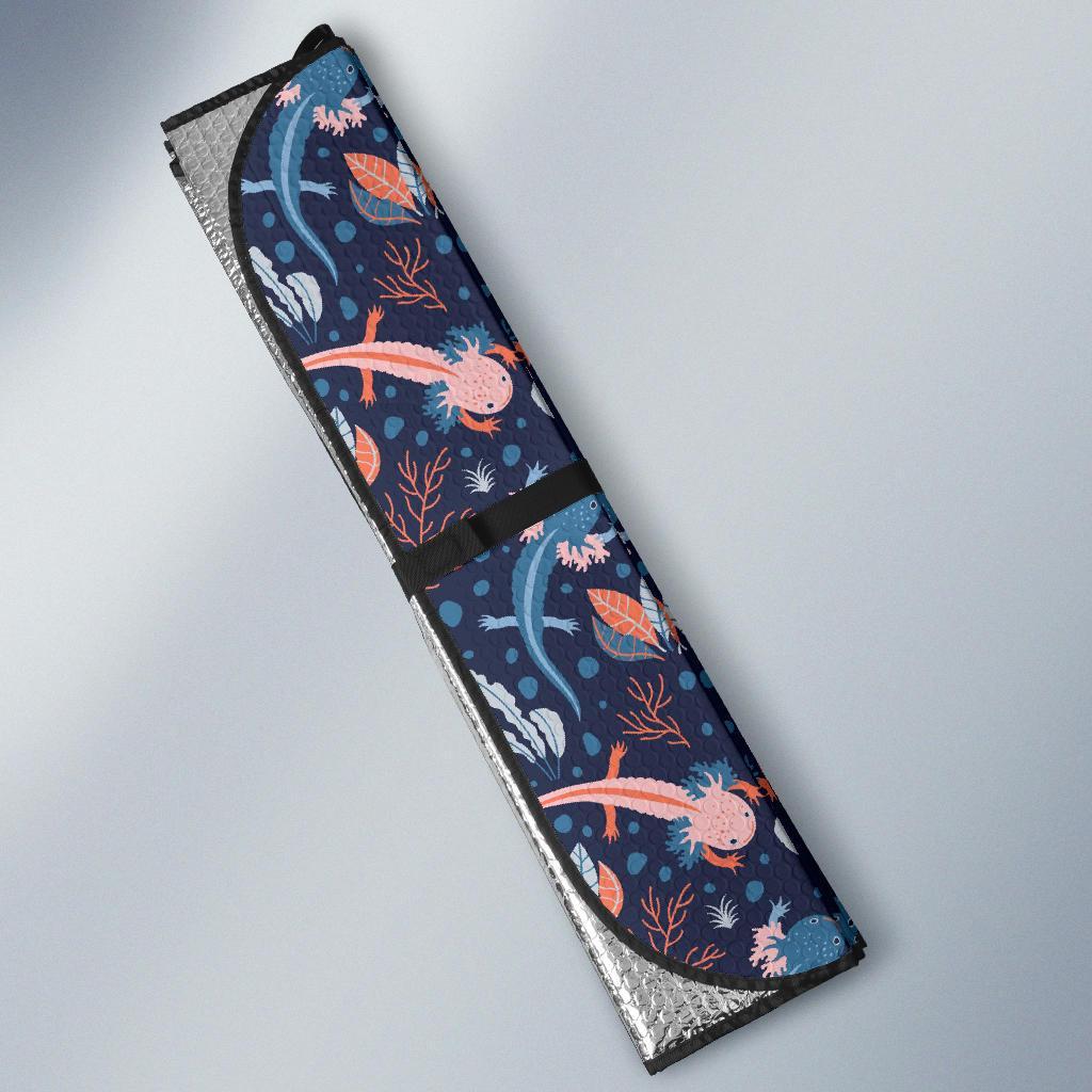 Axolotl Blue Pattern Print Car Sun Shade-grizzshop