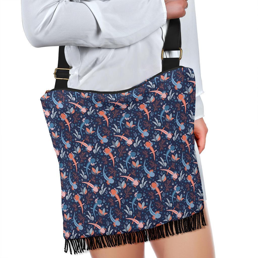 Axolotl Blue Pattern Print Crossbody Bags-grizzshop
