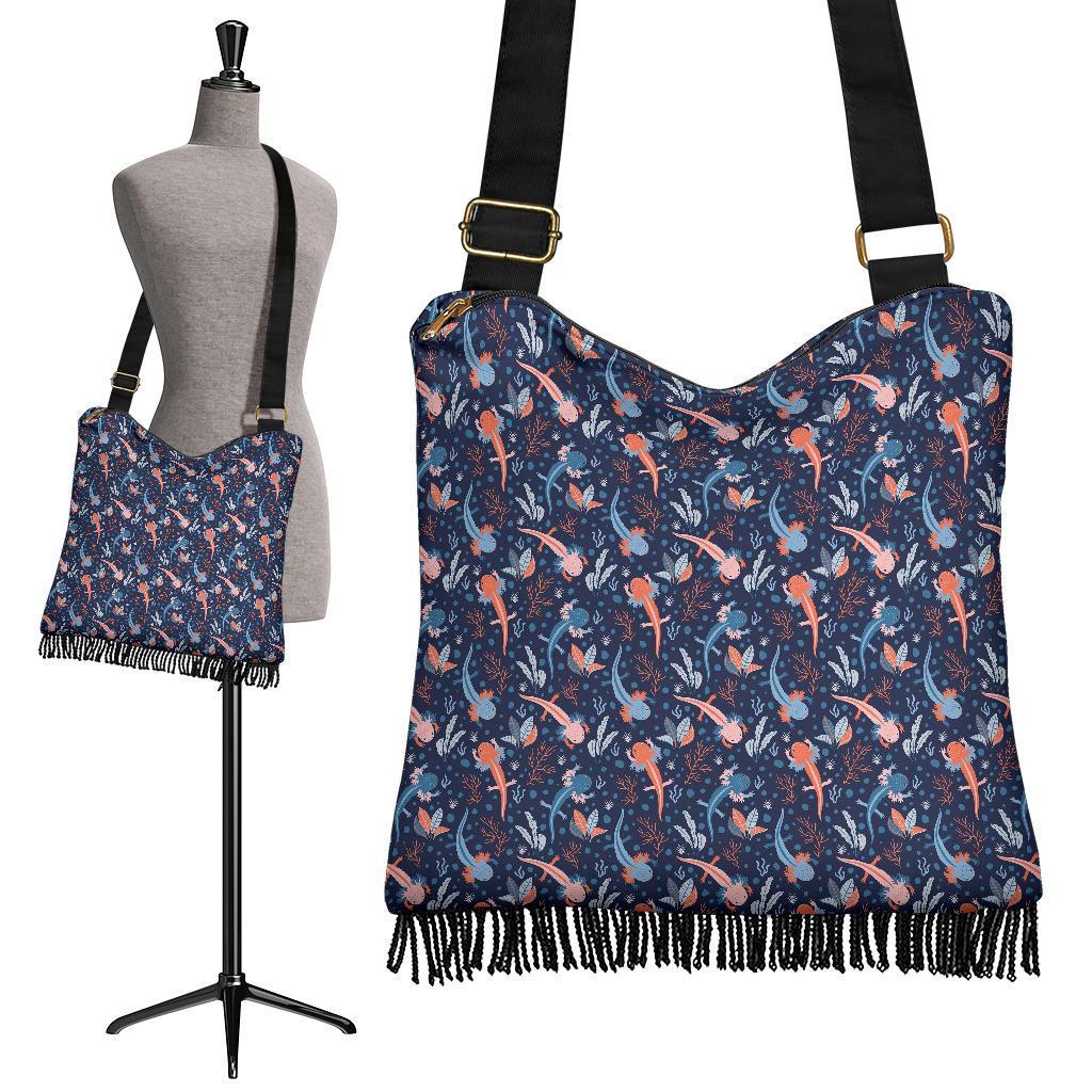 Axolotl Blue Pattern Print Crossbody Bags-grizzshop