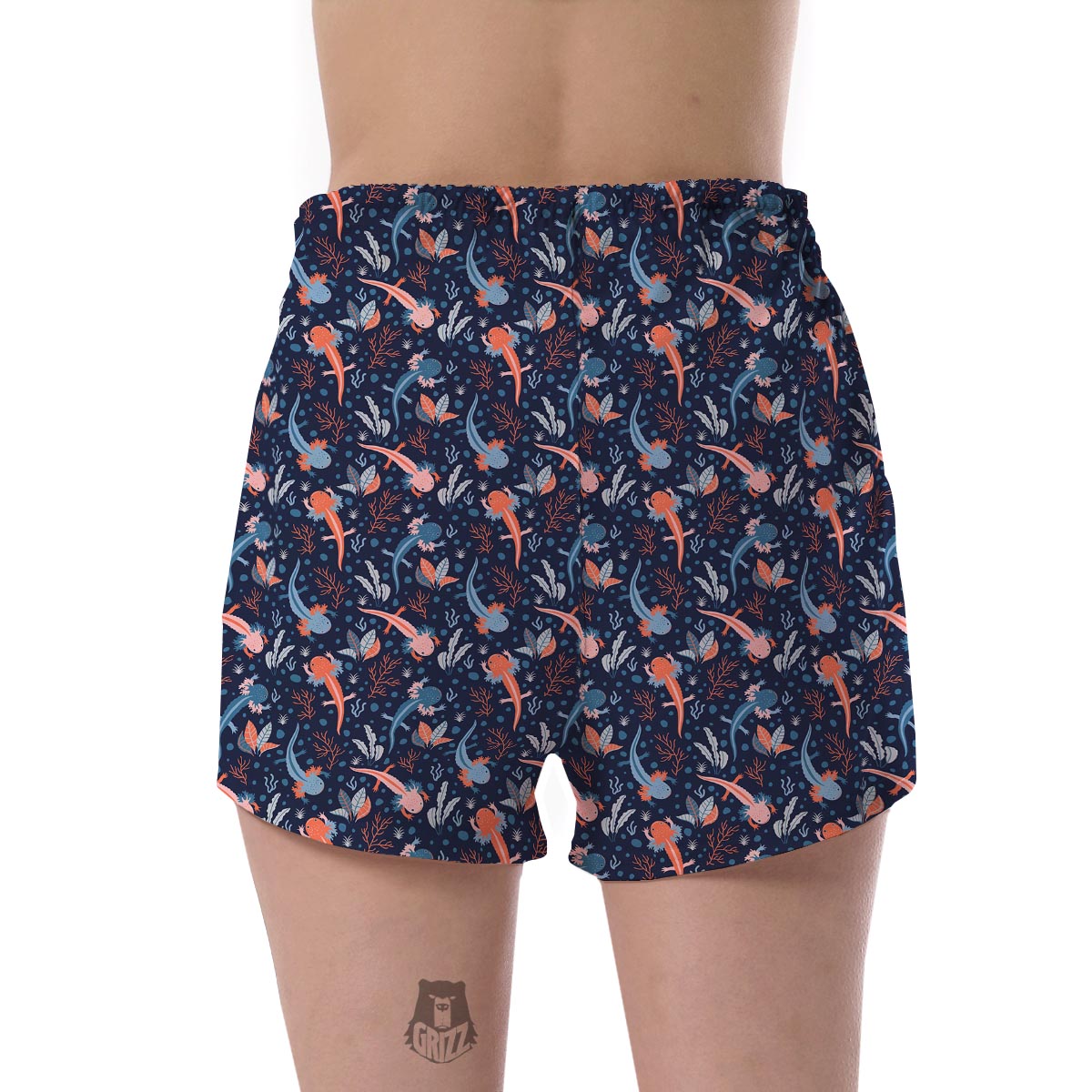 Axolotl Blue Pattern Print Women's Shorts-grizzshop
