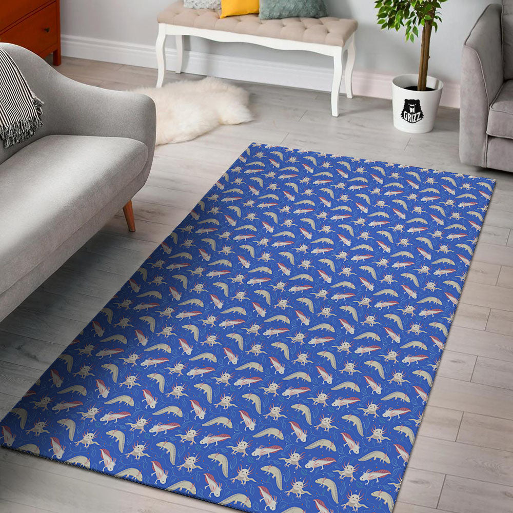 Axolotl Blue Print Pattern Floor Mat-grizzshop