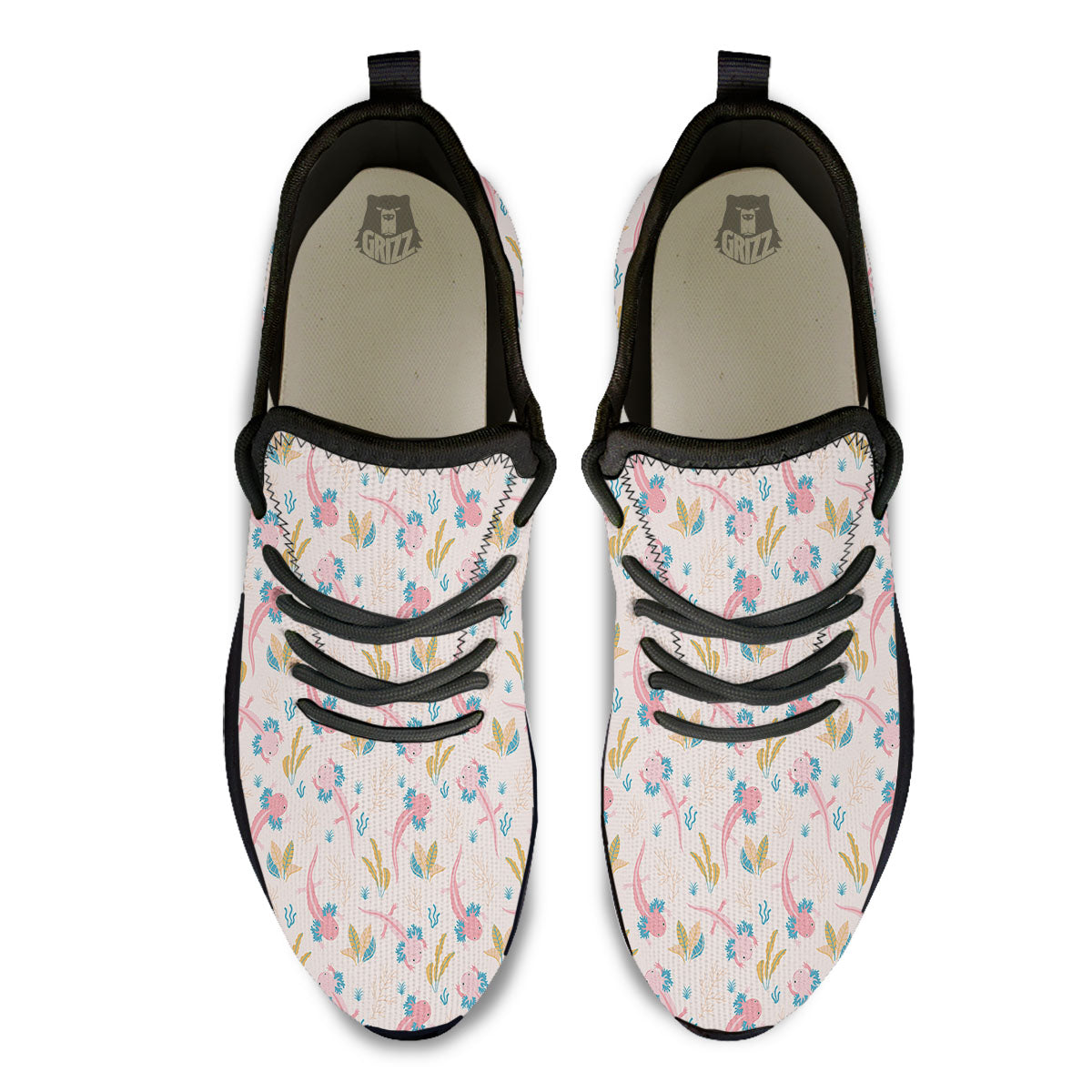 Axolotl Pastel Print Pattern Black Athletic Shoes-grizzshop
