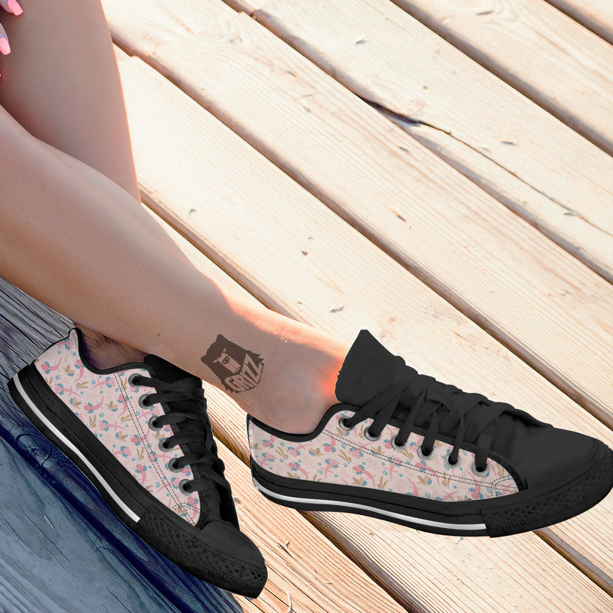 Axolotl Pastel Print Pattern Black Low Top Shoes-grizzshop
