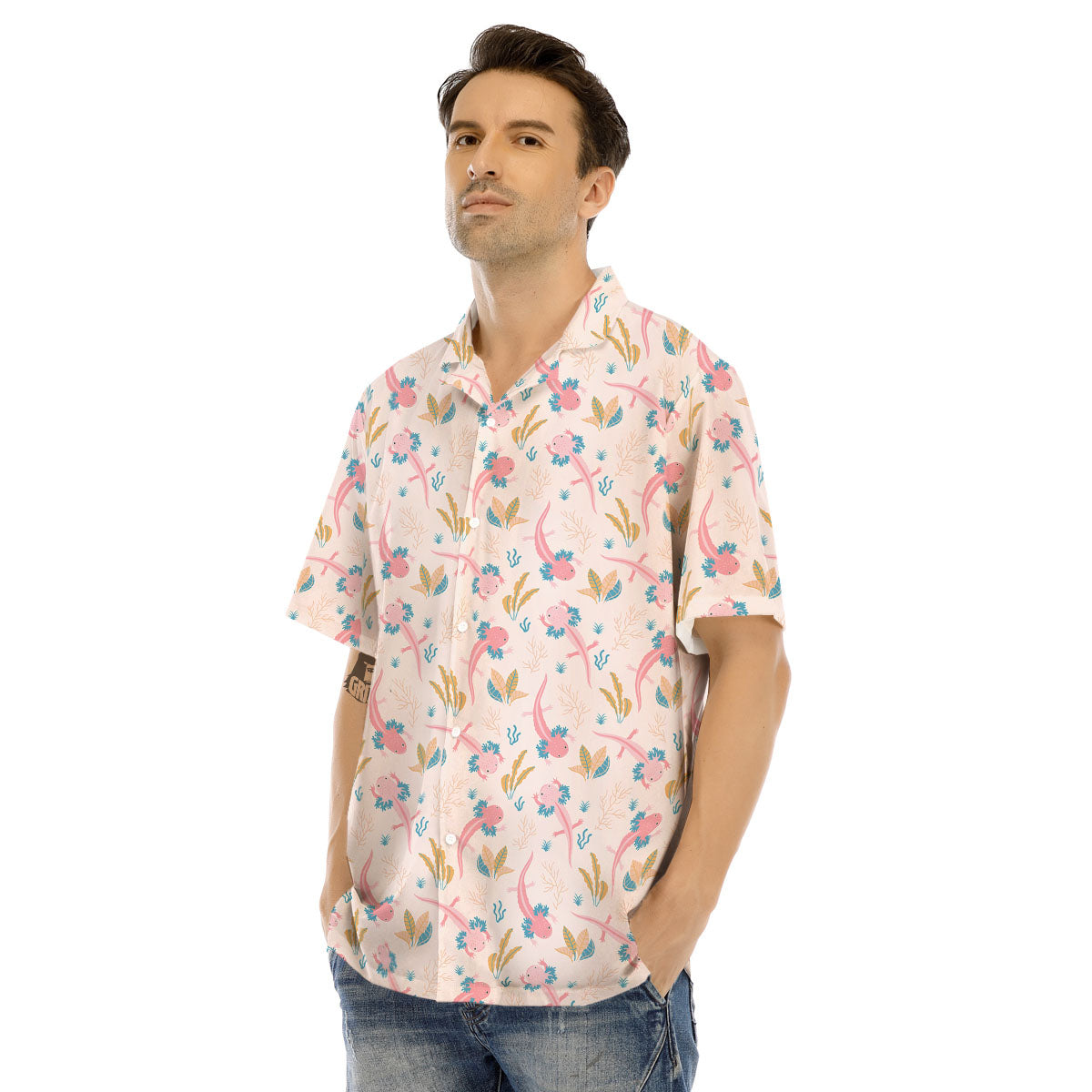 Axolotl Pastel Print Pattern Men's Hawaiian Shirt-grizzshop
