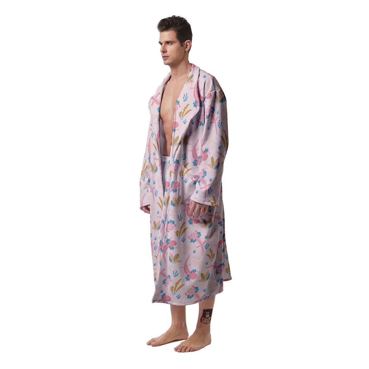 Axolotl Pastel Print Pattern Men's Robe-grizzshop