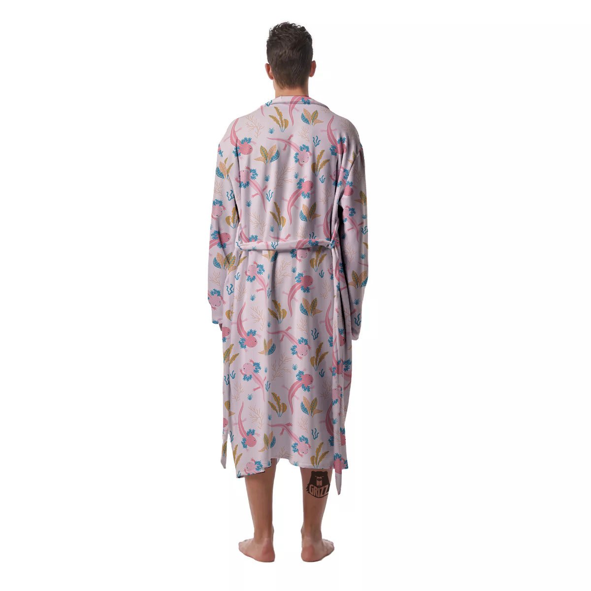Axolotl Pastel Print Pattern Men's Robe-grizzshop