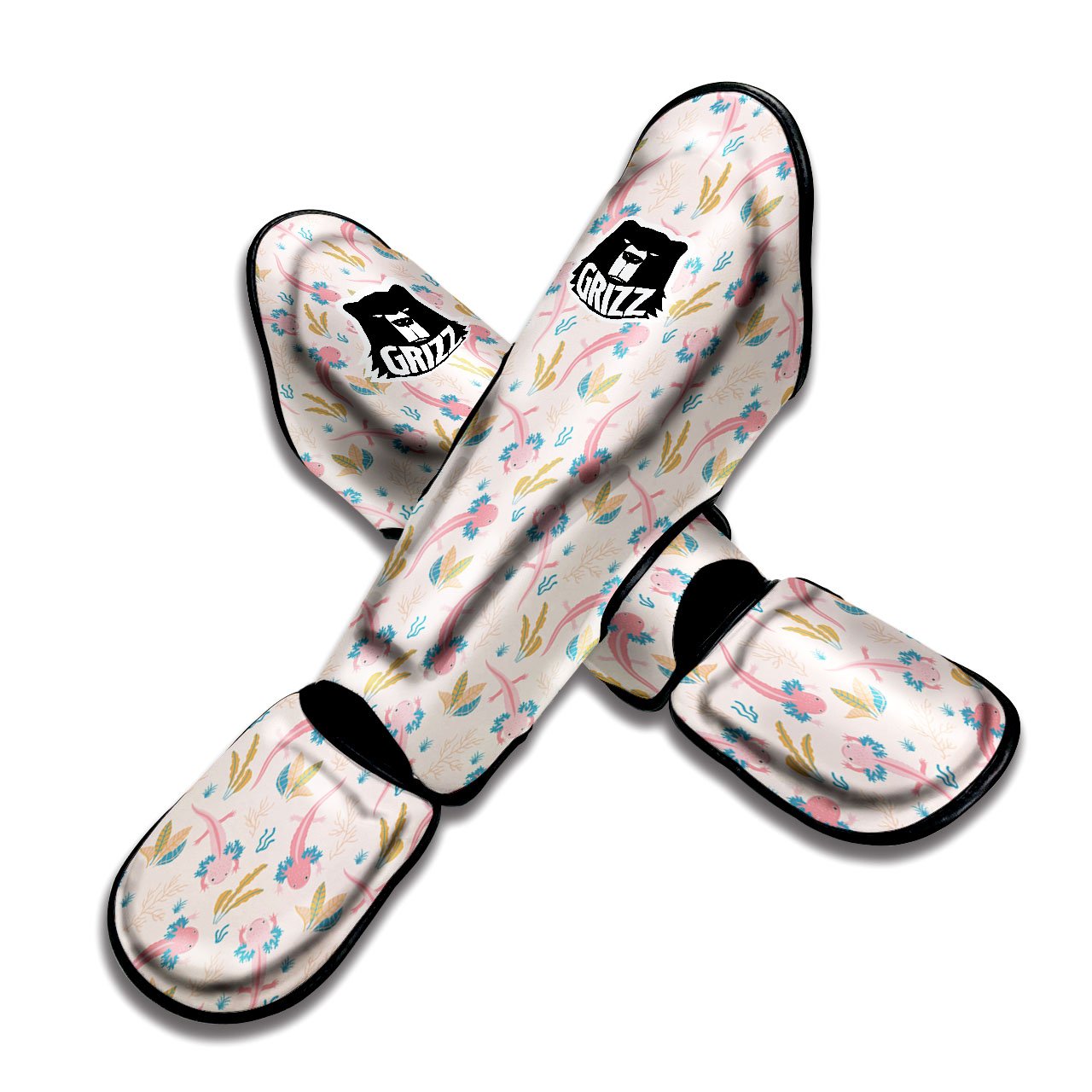 Axolotl Pastel Print Pattern Muay Thai Shin Guards-grizzshop