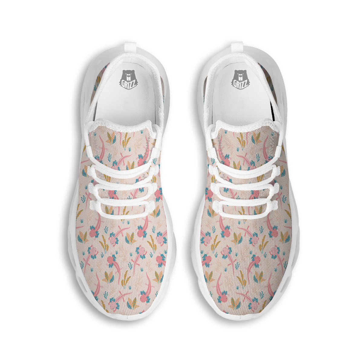 Axolotl Pastel Print Pattern White Running Shoes-grizzshop