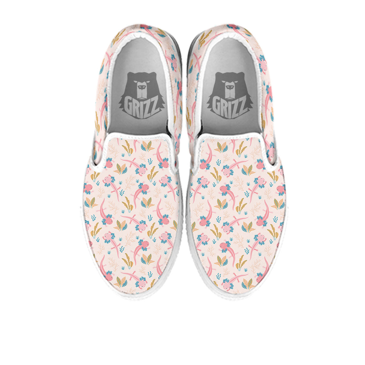Axolotl Pastel Print Pattern White Slip On Shoes-grizzshop