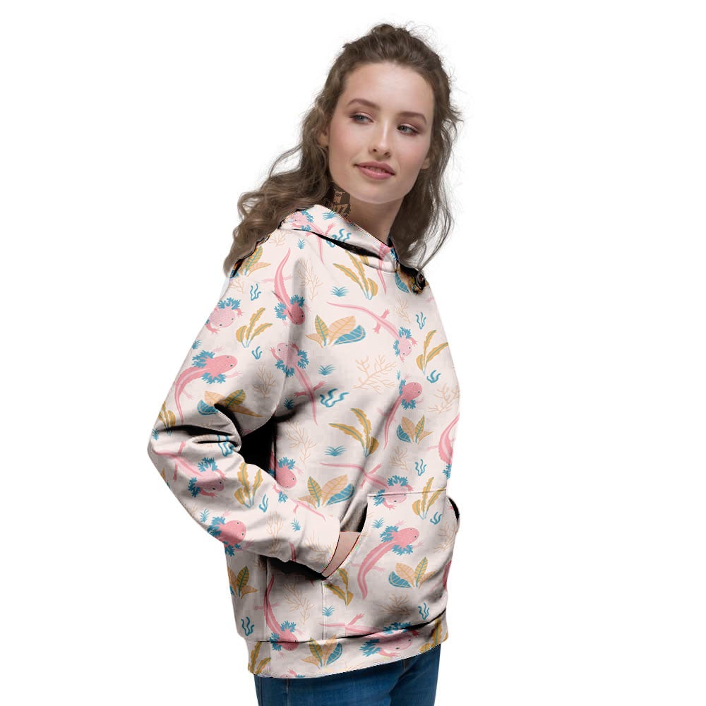 Axolotl Pastel Print Pattern Women's Hoodie-grizzshop