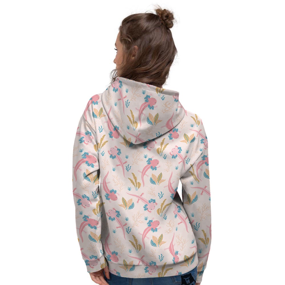Axolotl Pastel Print Pattern Women's Hoodie-grizzshop