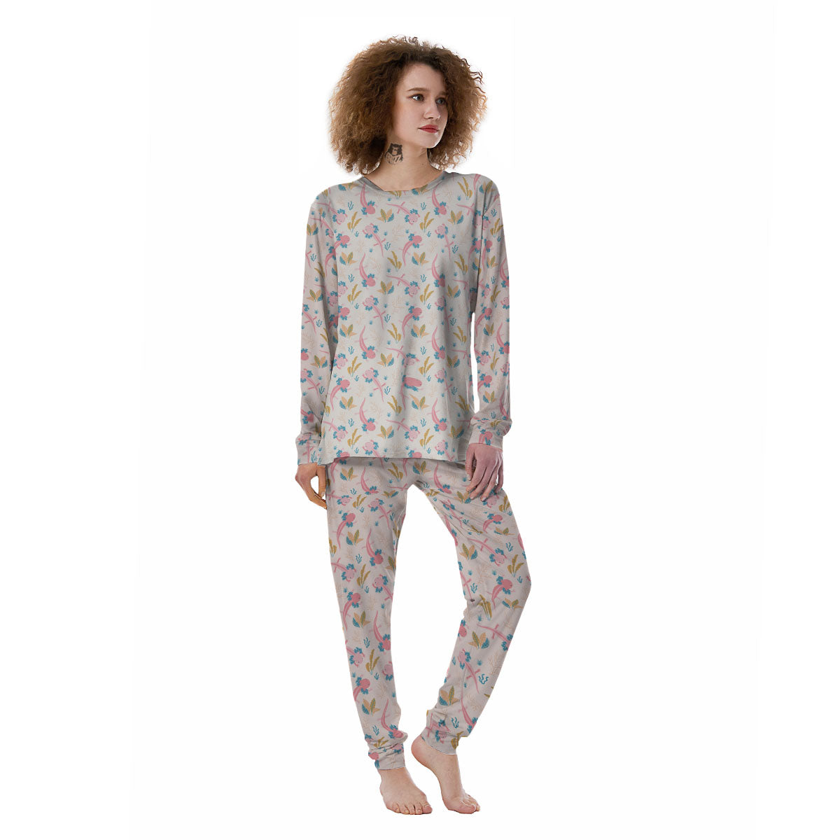 Axolotl Pastel Print Pattern Women's Pajamas-grizzshop