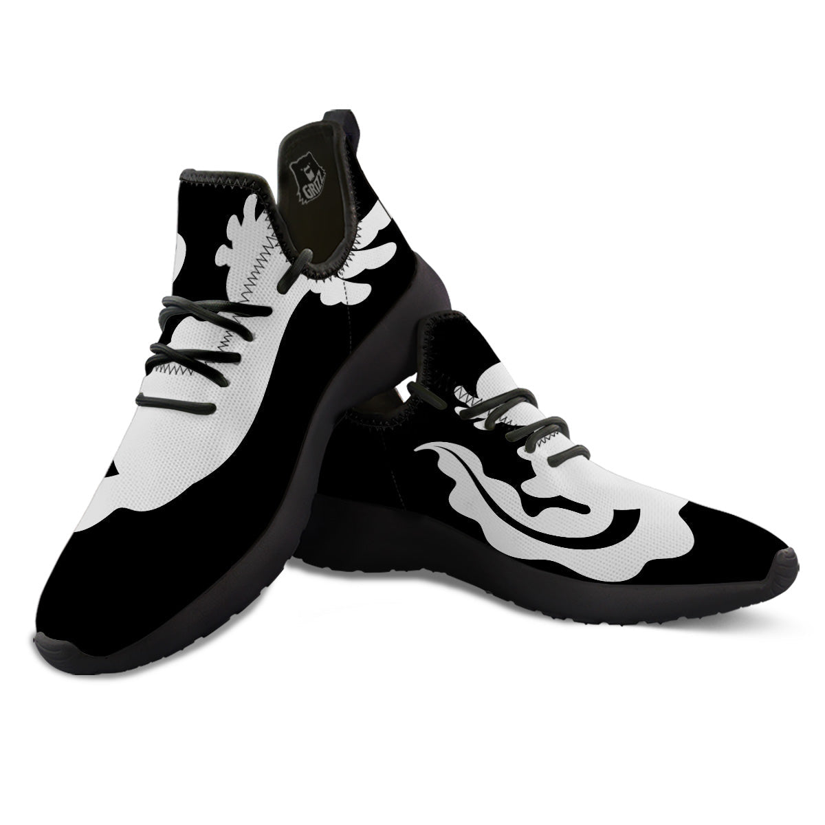 Axolotl White And Black Print Black Athletic Shoes-grizzshop