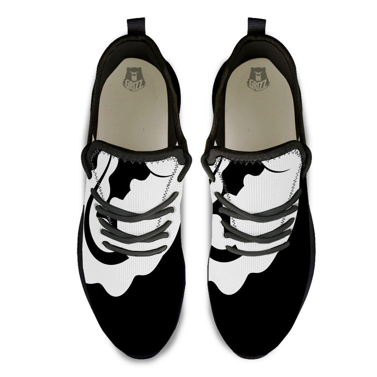 Axolotl White And Black Print Black Athletic Shoes-grizzshop