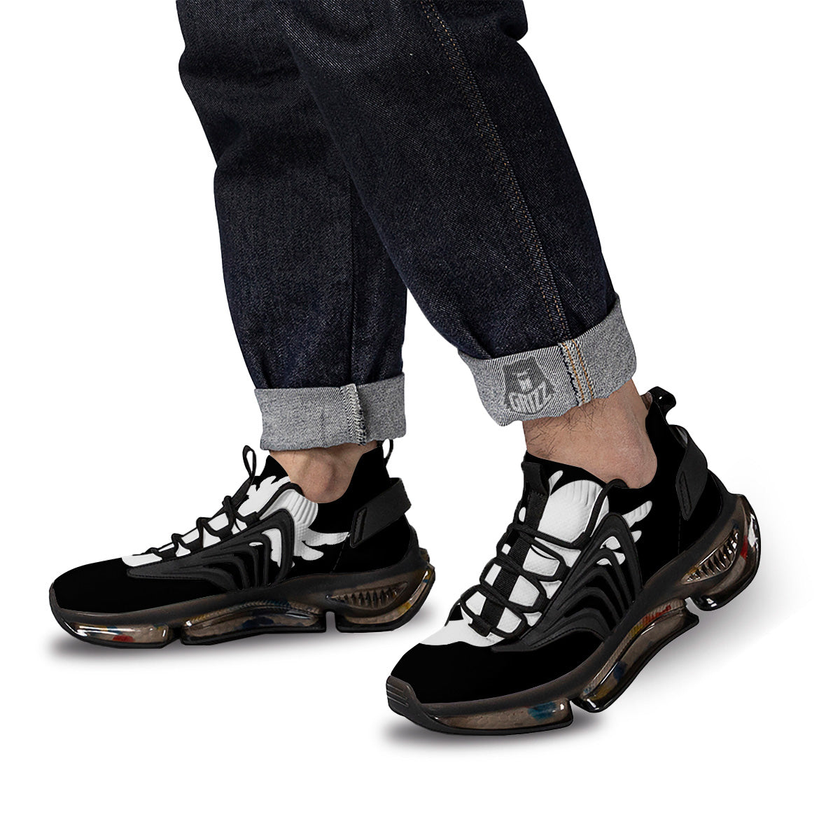 Axolotl White And Black Print Black Gym Shoes-grizzshop