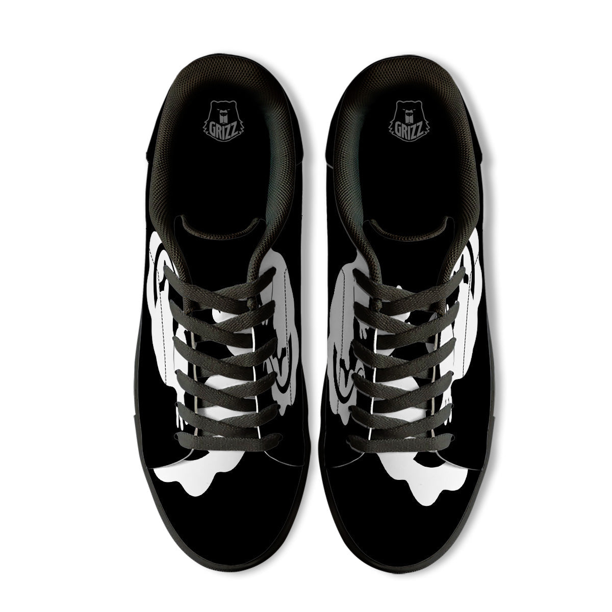 Axolotl White And Black Print Black Low Top Sneakers-grizzshop