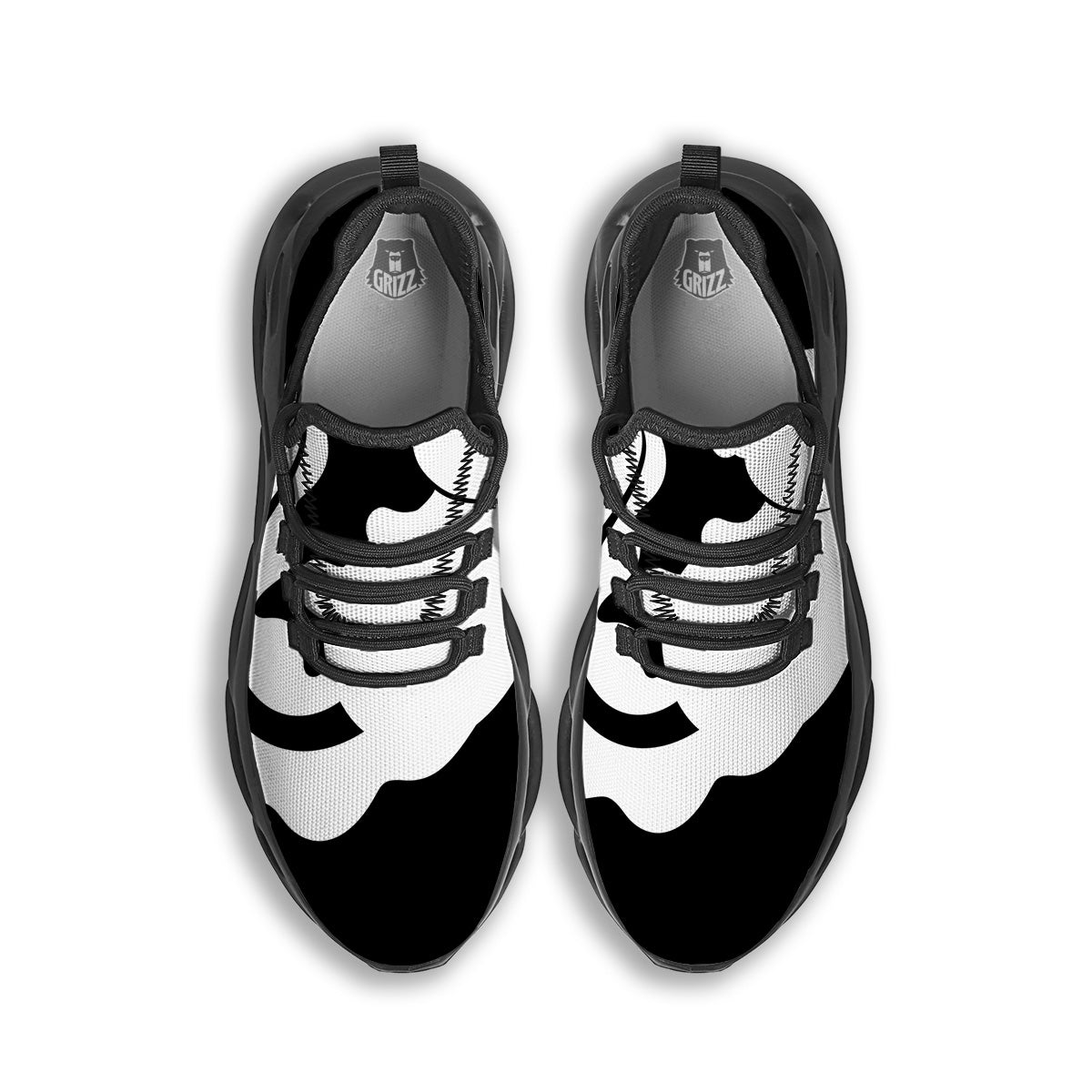 Axolotl White And Black Print Black Running Shoes-grizzshop