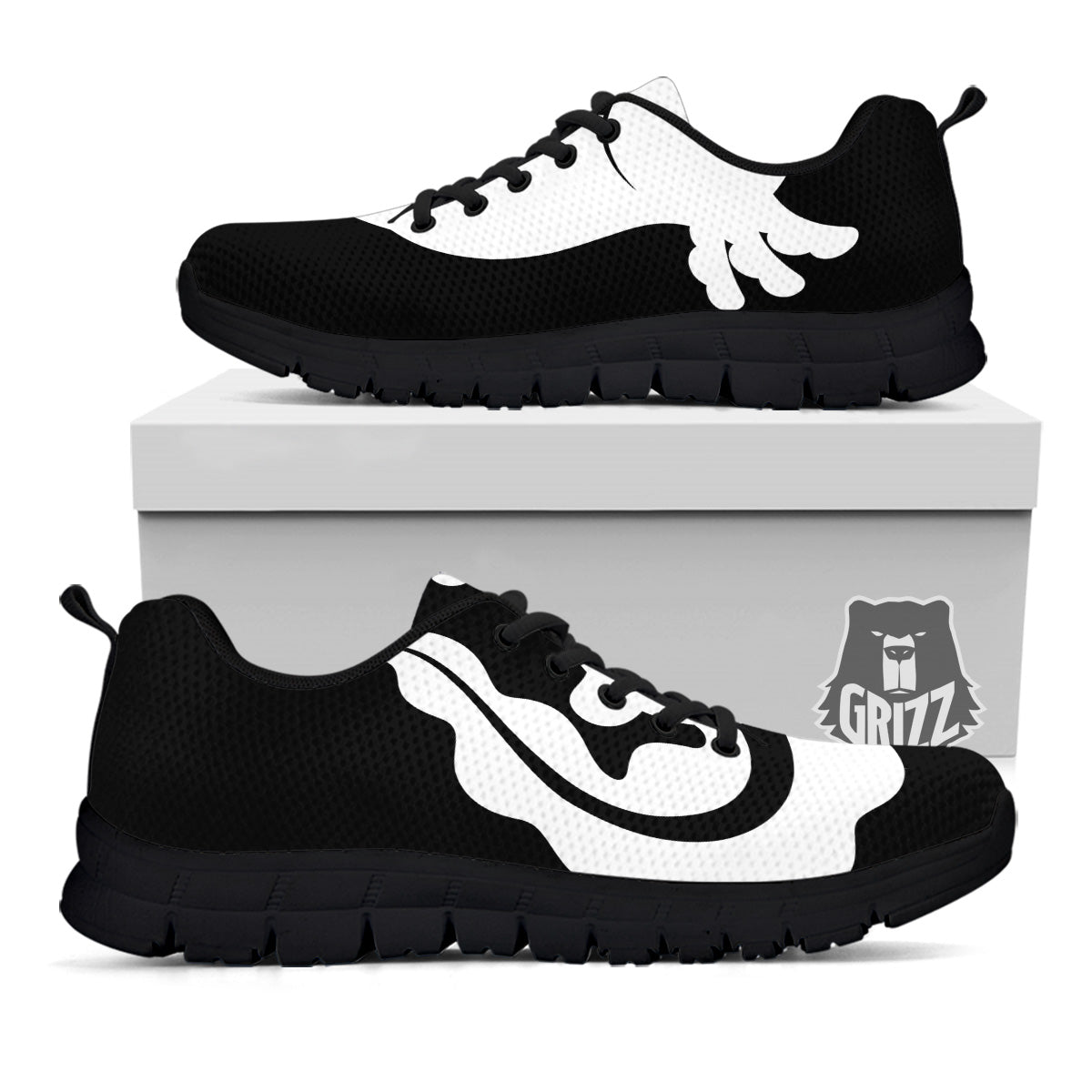Axolotl White And Black Print Black Sneaker-grizzshop
