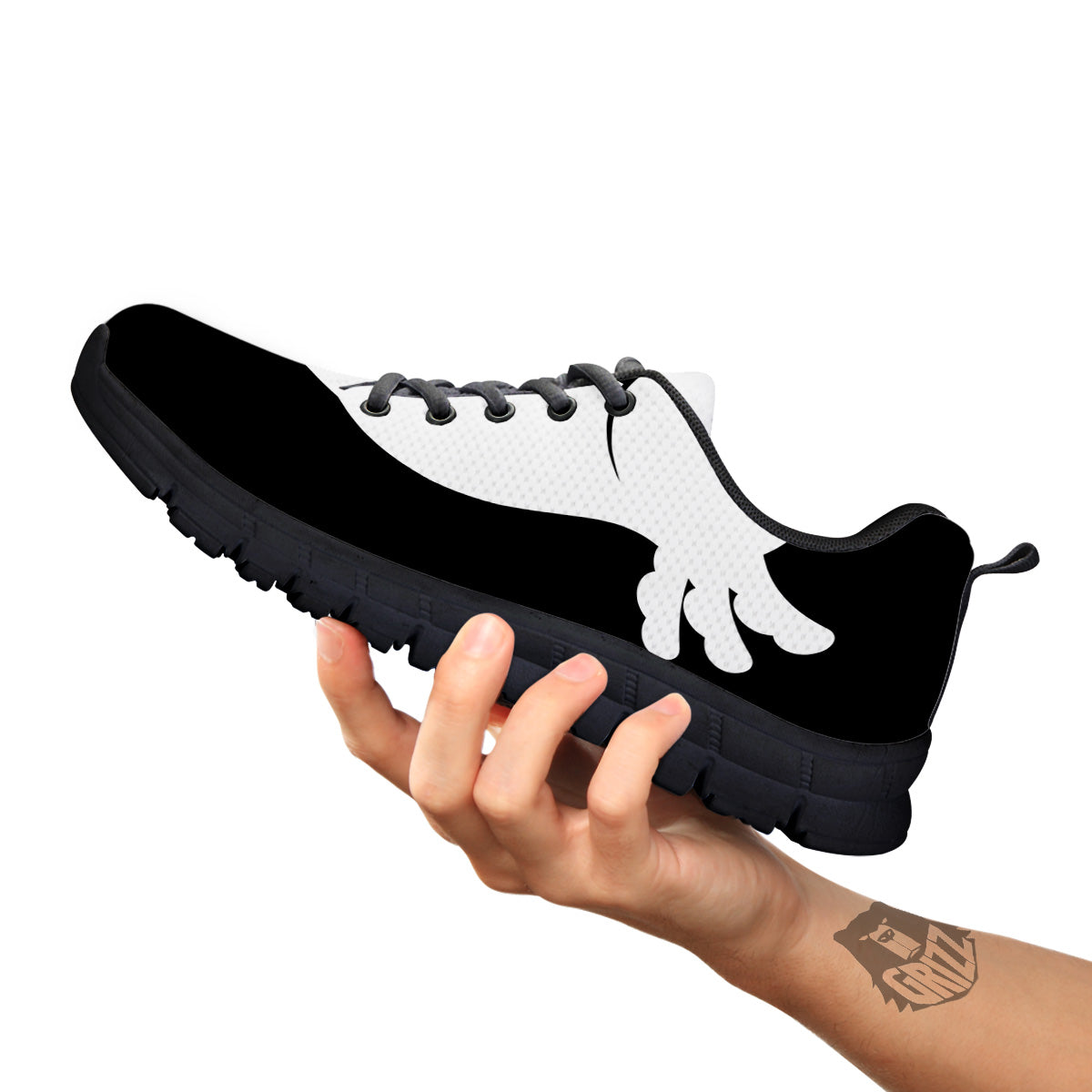 Axolotl White And Black Print Black Sneaker-grizzshop