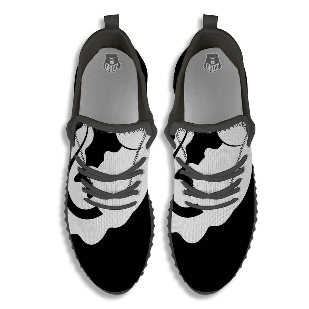 Axolotl White And Black Print Black Walking Shoes-grizzshop