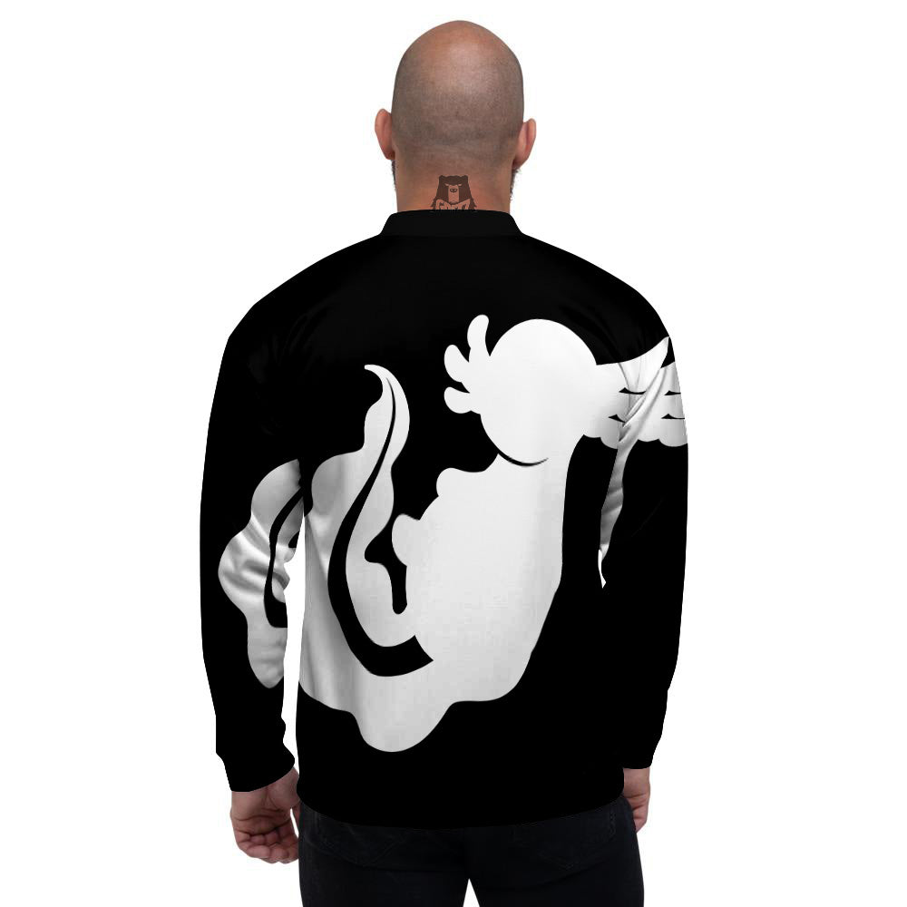 Axolotl White And Black Print Men's Bomber Jacket-grizzshop