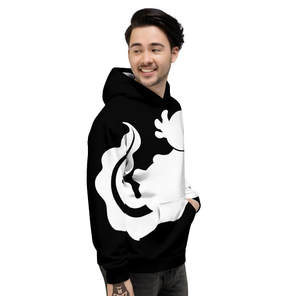 Axolotl White And Black Print Men's Hoodie-grizzshop