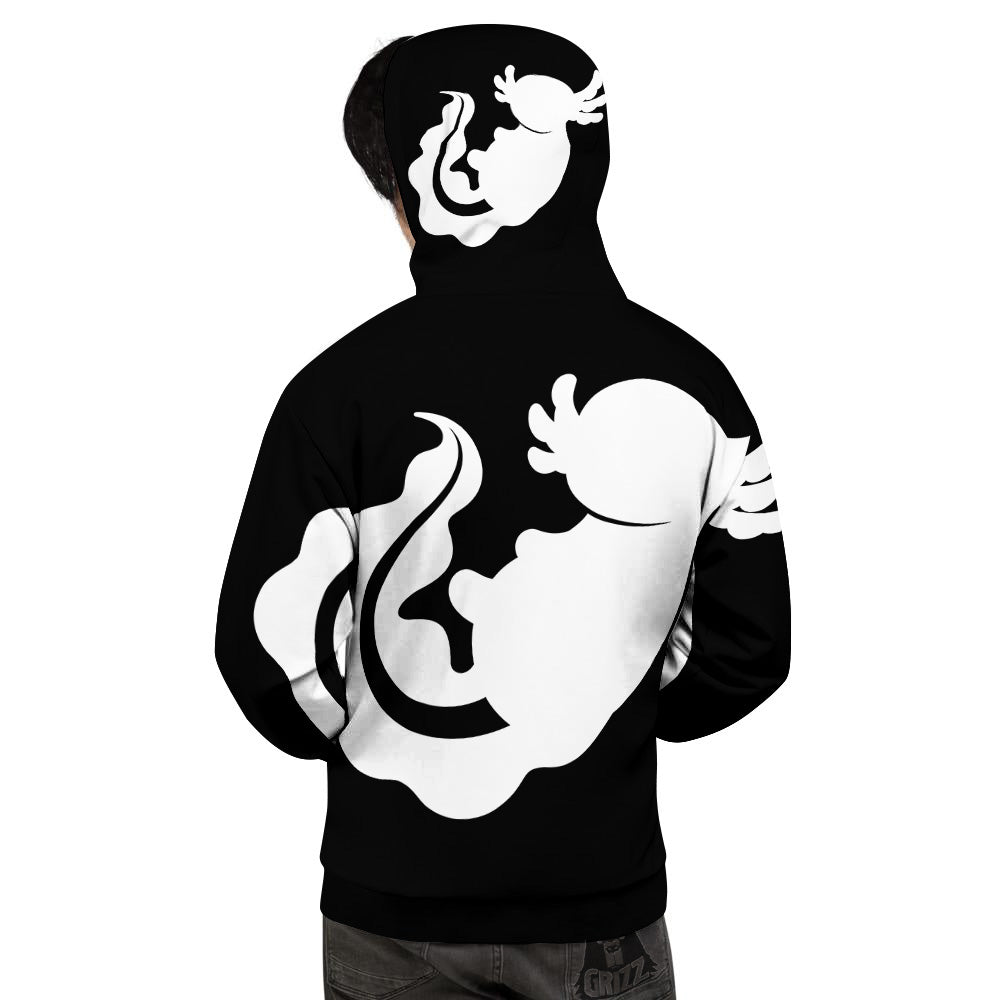 Axolotl White And Black Print Men's Hoodie-grizzshop