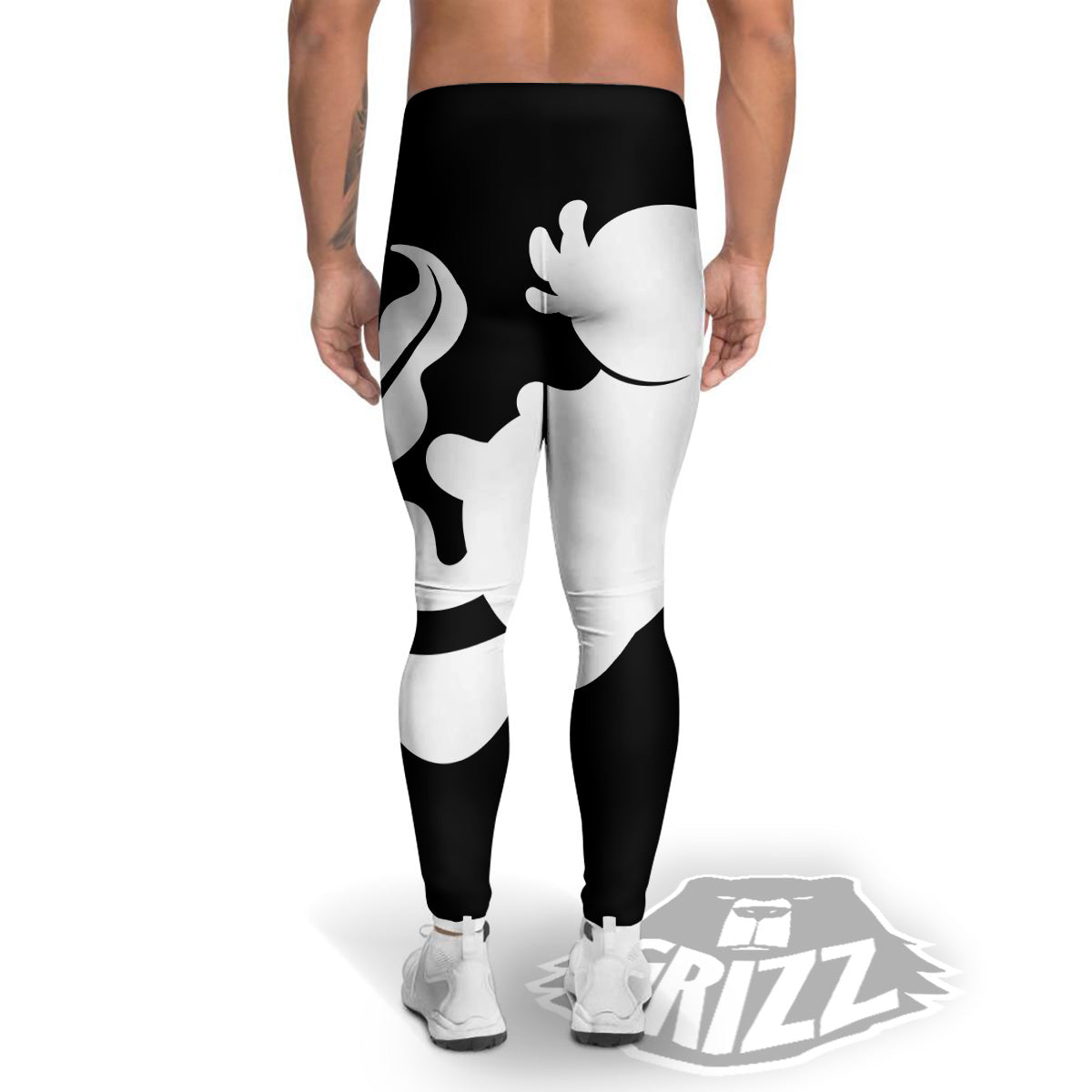 Axolotl White And Black Print Men's Leggings-grizzshop