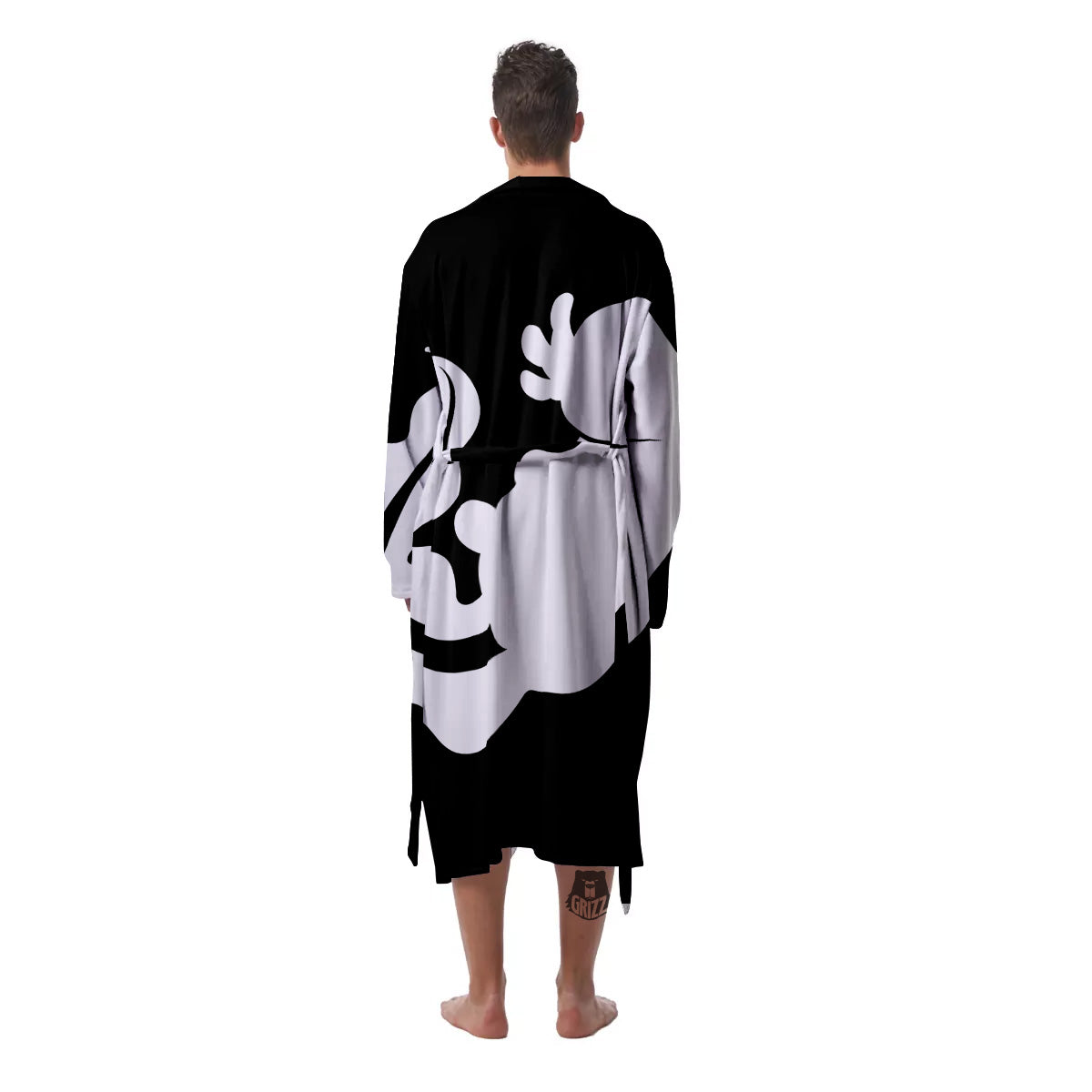 Axolotl White And Black Print Men's Robe-grizzshop