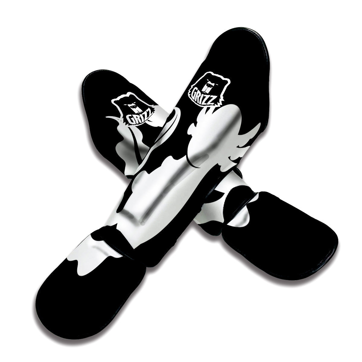 Axolotl White And Black Print Muay Thai Shin Guards-grizzshop