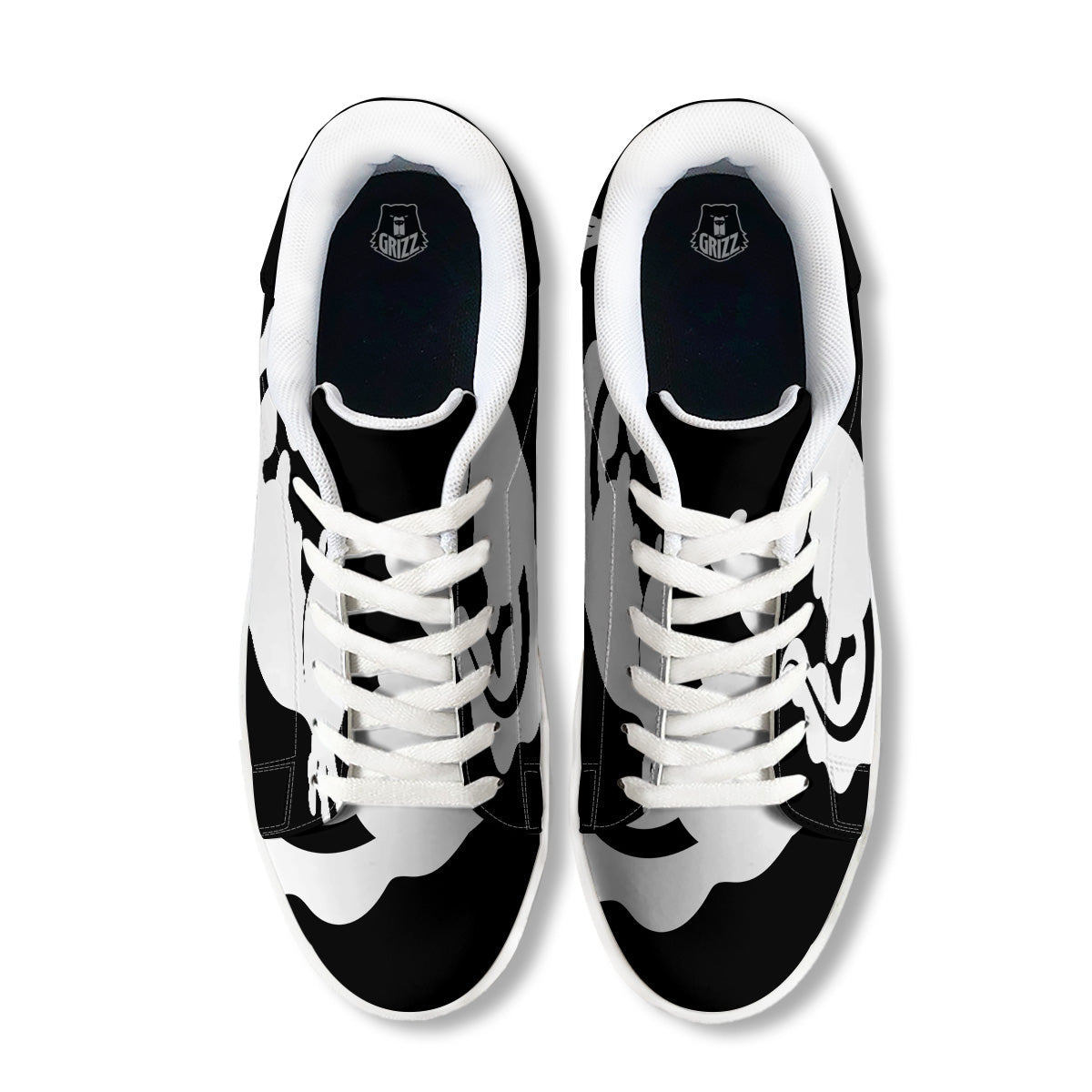 Axolotl White And Black Print White Low Top Sneakers-grizzshop