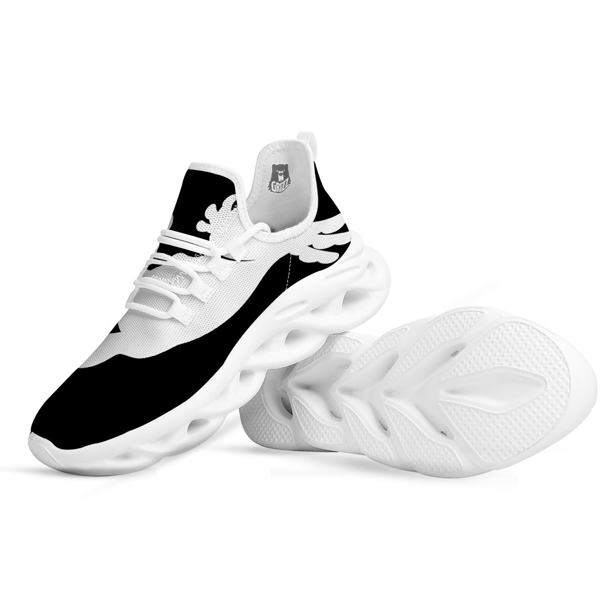 Axolotl White And Black Print White Running Shoes-grizzshop