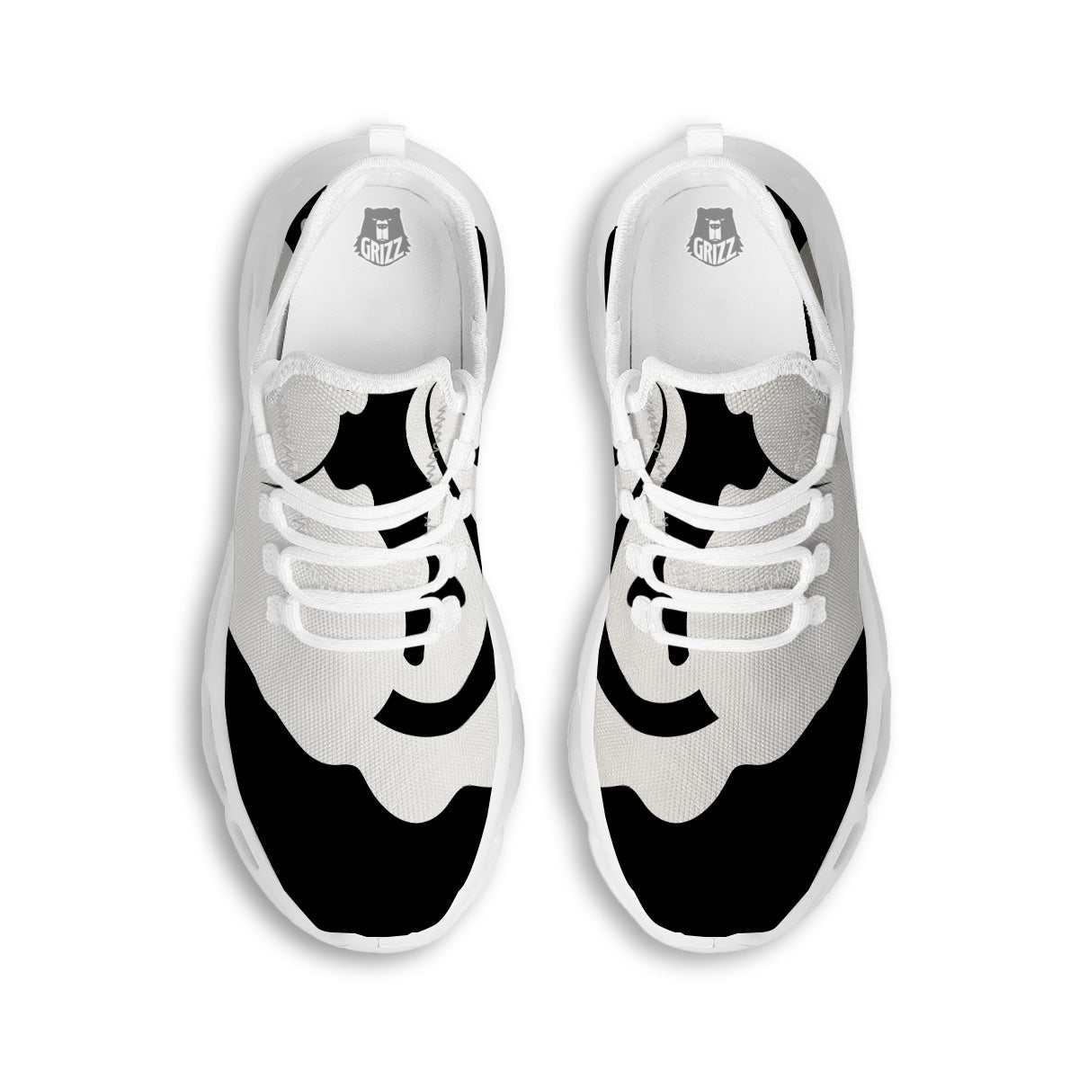 Axolotl White And Black Print White Running Shoes-grizzshop
