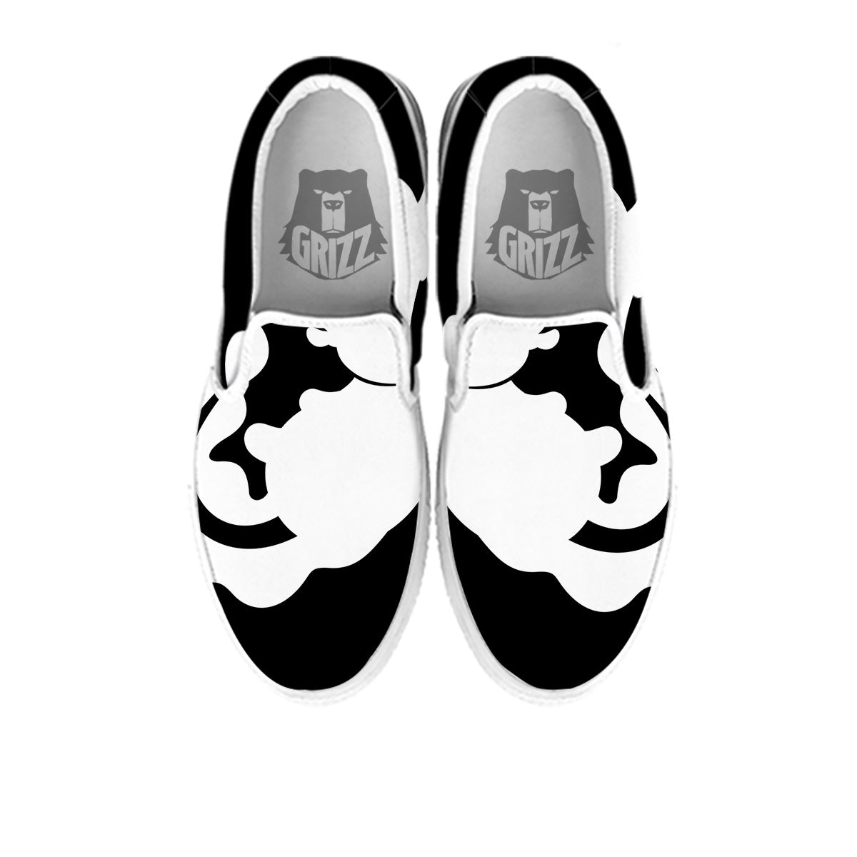 Axolotl White And Black Print White Slip On Shoes-grizzshop